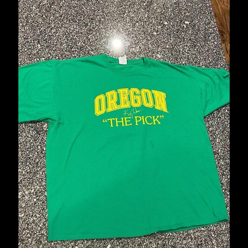 Gildan University Of Oregon "The Pick" Green Short Sleeve Shirt Sz 2XL (A11)
